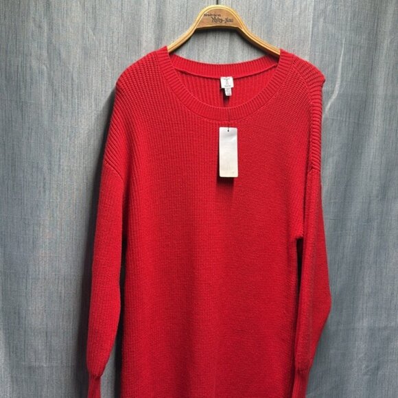 🏁 Tristan Red Knit Sweater Dress with Button Accents size medium NWT - Picture 3 of 9